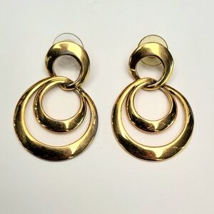 Napier Golden Double O Doorknocker Post Earrings